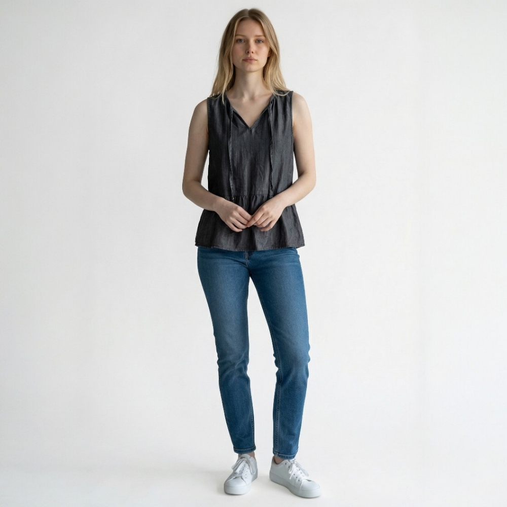 Time and Tru Charcoal Sleeveless Blouse - Picture 1 of 4